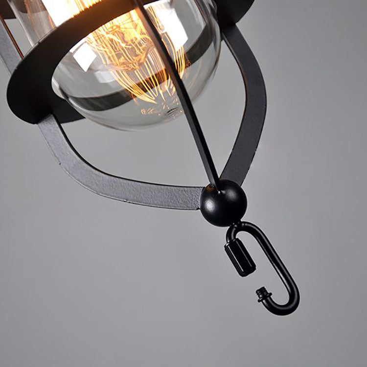 Industrial Iron Glass Round 1-Light Wall Sconce Lamp