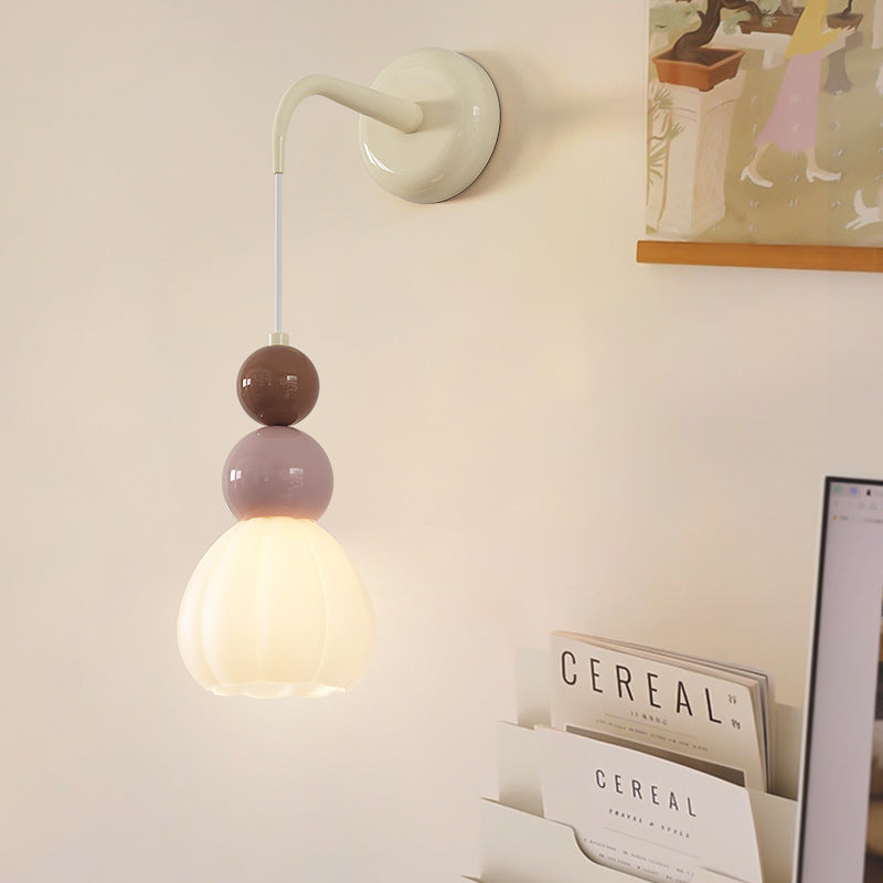 Round Gourd Petal Hardware Glass 1-Light Wall Sconce Lamp