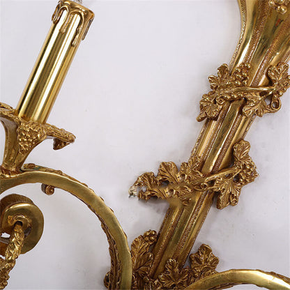 European Copper Candle Holder 2-Light Wall Sconce Lamp