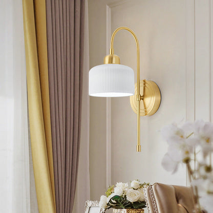 Antique Cylinder Ribbed Ceramic 1-Light Wall Sconce Lamp