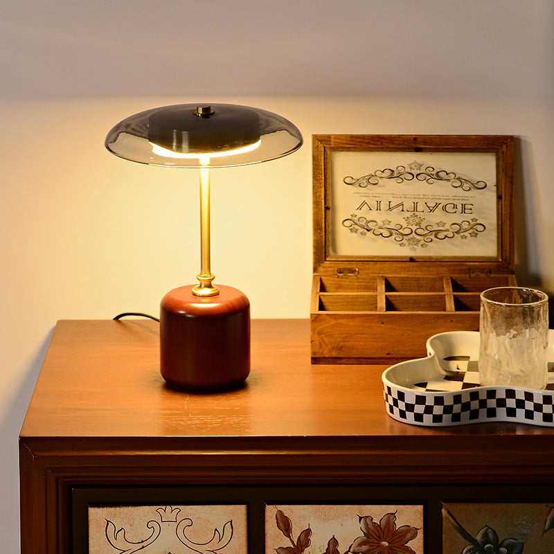 Contemporary Brass Wood Table Lamp