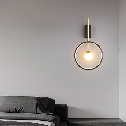 Simplicity Ring Copper Glass 1-Light Wall Sconce Lamp