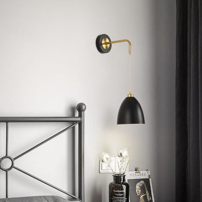 Minimalist Pure Black White Iron 1-Light Wall Sconce Lamp