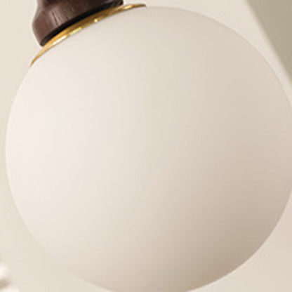 Retro Wood Aluminum Glass Ball 1-Light Wall Sconce Lamp