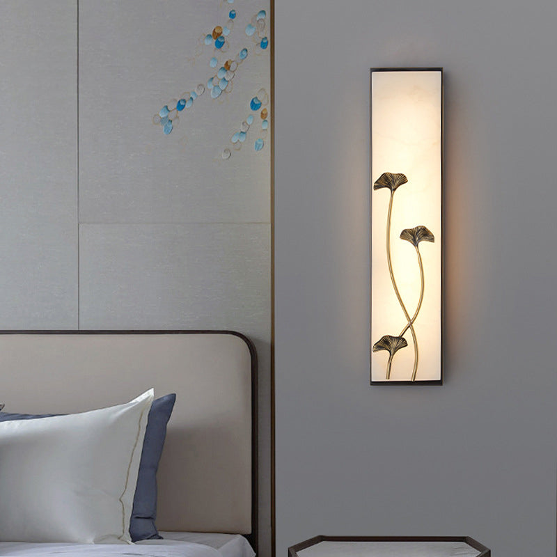 Chinese Lotus Flower Ginkgo Biloba LED Wall Sconce Lamp