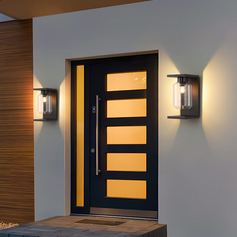 Waterproof Steel Cylinder Glass 1-Light Wall Sconce Lamp
