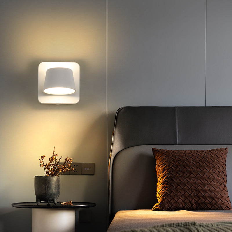 Round Square Base Iron Aluminum PS LED Wall Sconce Lamp