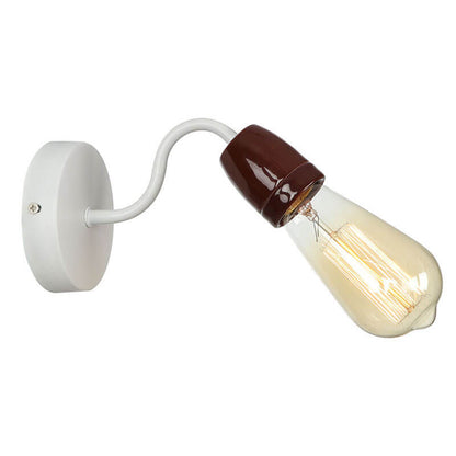 Ceramic Iron Head Exposed Bulb 1-Light Wall Sconce Lamp