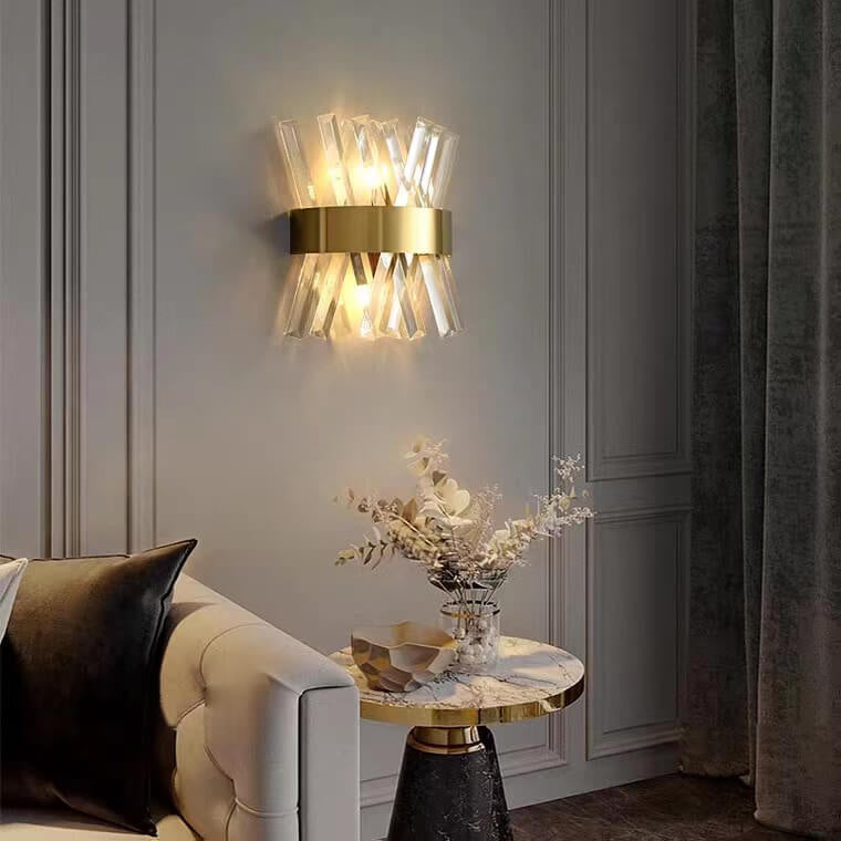 Light Luxury Crystal Strip Design 2-Light Wall Sconce Lamp