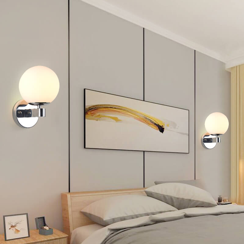 Scandinavian Orb Shade Iron Base 1-Light Wall Sconce Lamp