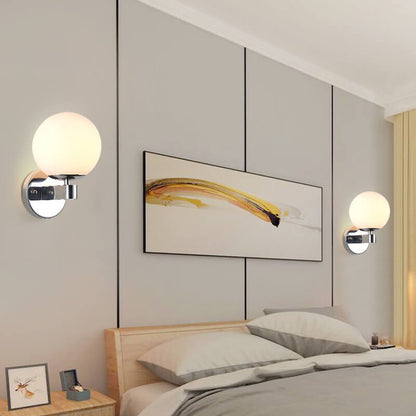 Scandinavian Orb Shade Iron Base 1-Light Wall Sconce Lamp