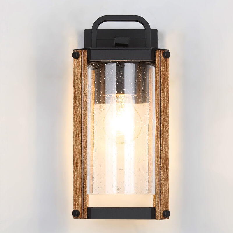 Simplicity Iron Glass 1-Light Outdoor Wall Sconce Lamp