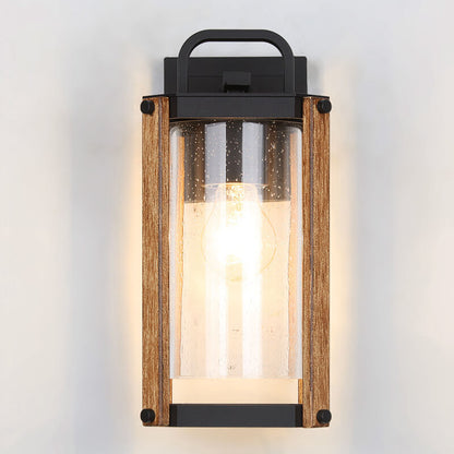 Simplicity Iron Glass 1-Light Outdoor Wall Sconce Lamp