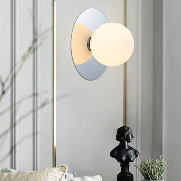 Minimalist Round Orb Iron Glass 1-Light Wall Sconce Lamp