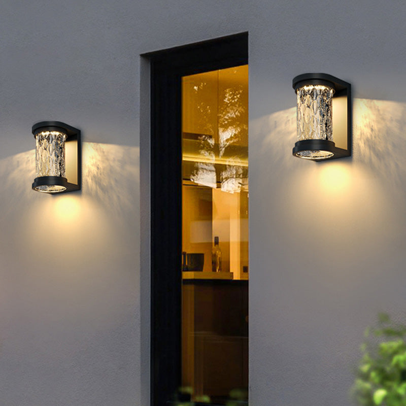 Waterproof Steel Glass Cylinder LED Wall Sconce Lamp