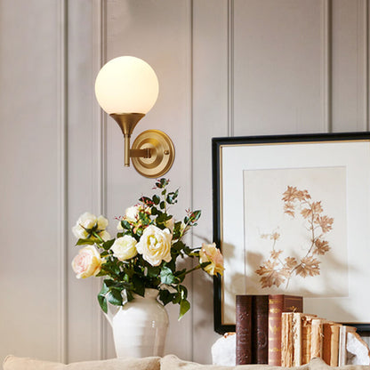 Pure Orb Copper Frosted Glass 1-Light Wall Sconce Lamp