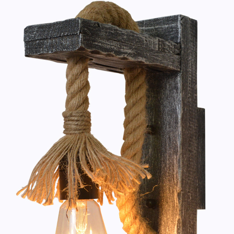 Vintage Solid Wooden Twine 1-Light Wall Sconce Lamp