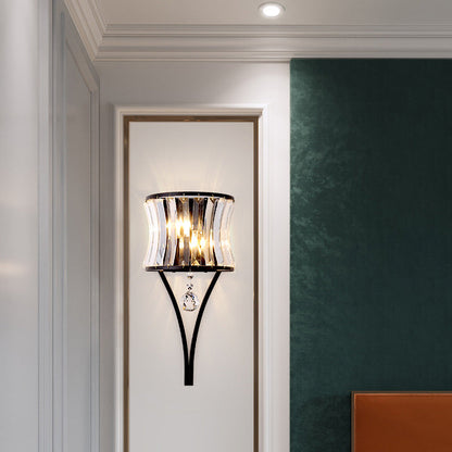 Half Triangle Iron Crystal 1-Light Wall Sconce Lamp