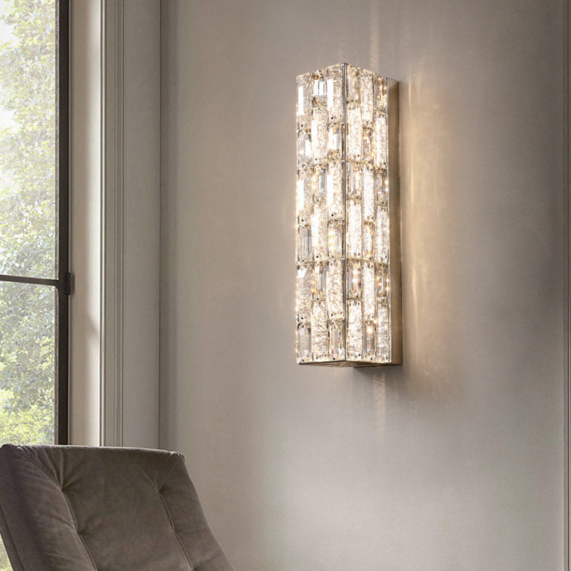 Rectangle Stainless Steel Crystal LED Wall Sconce Lamp
