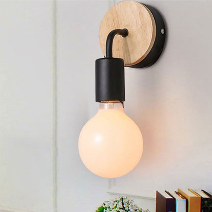 Modern Simplicity Bent Wood Iron 1-Light Wall Sconce Lamp