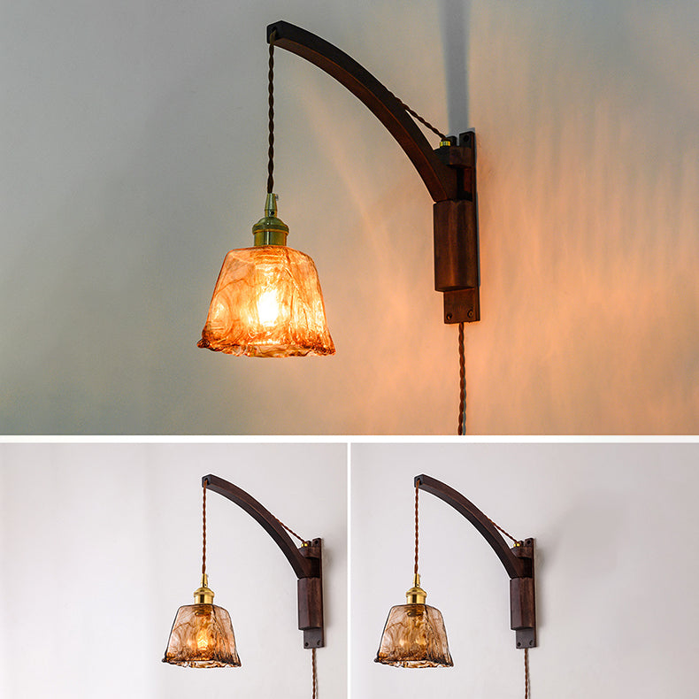 Japanese Glass Ceramic Conic Prism 1-Light Wall Sconce Lamp