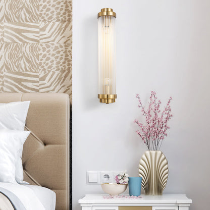 European Iron Glass Cylinder 2-Light Wall Sconce Lamp