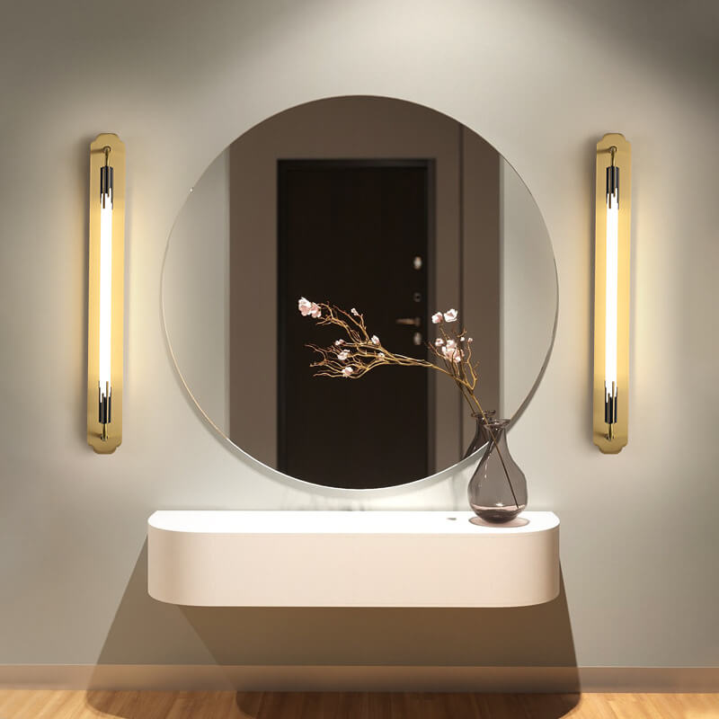 Minimalist All Copper Straight Strip LED Wall Sconce Lamp