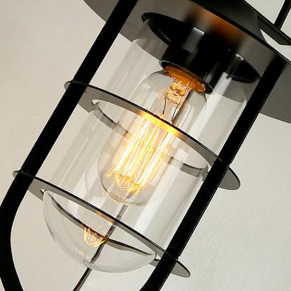 Iron Glass Houseboat Design 1-Light Wall Sconce Lamp