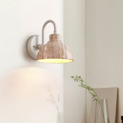 Japanese Travertine Bowl Shape 1-Light Wall Sconce Lamp
