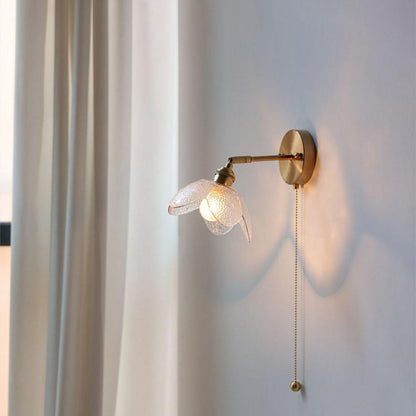 Scandinavian Copper Glass Flower 1-Light Wall Sconce Lamp