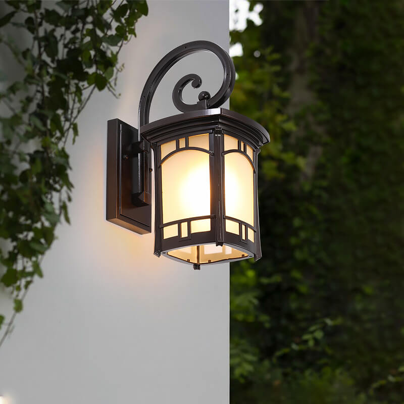 Square Carved 1-Light Outdoor Waterproof Wall Sconce Lamp