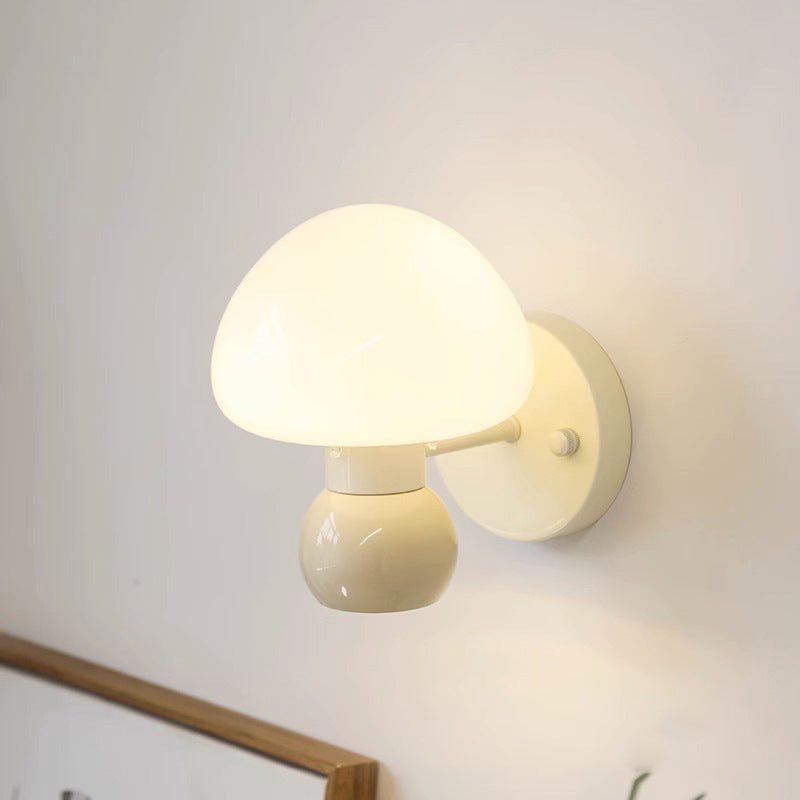 Creative Mushroom Iron Glass 1-Light Wall Sconce Lamp