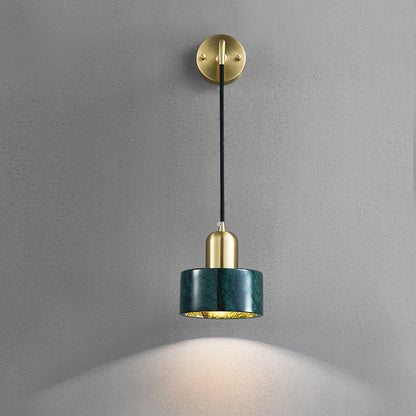 Minimalist Cylinder Iron Marble 1-Light Wall Sconce Lamp