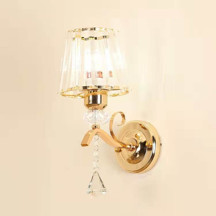 Luxury Iron Crystal Cone 1-Light Wall Sconce Lamp