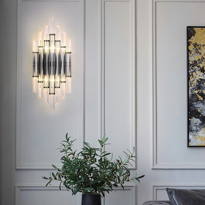 Crystal Column Rechargeable 2-Light Wall Sconce Lamp