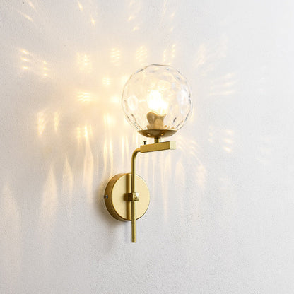Round Glass Iron Right Angle Arm 1-Light Wall Sconce Lamp