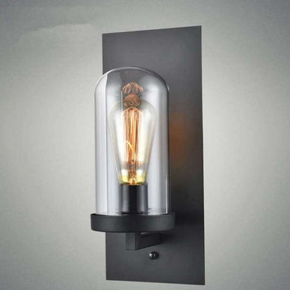 Rectangular Glass Iron Plate 1-Light Wall Sconce Lamp