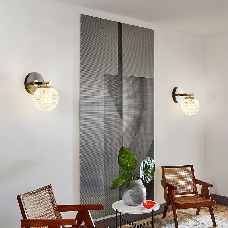 Light Luxury Round Ball Copper 1-Light Wall Sconce Lamp
