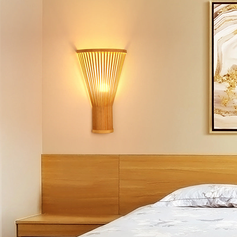 Japanese Tapered Bamboo 1-Light Wall Sconce Lamp