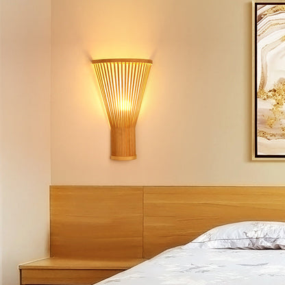 Japanese Tapered Bamboo 1-Light Wall Sconce Lamp