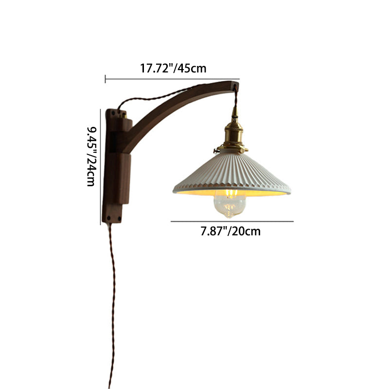 Japanese Glass Ceramic Conic Prism 1-Light Wall Sconce Lamp