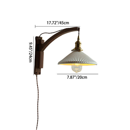 Japanese Glass Ceramic Conic Prism 1-Light Wall Sconce Lamp