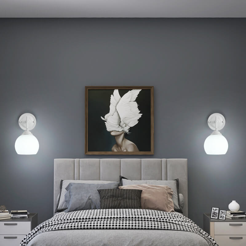 Modern Art Deco Round Glass Metal 1-Light Wall Sconce Lamp