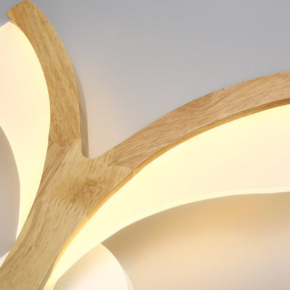 Japanese Curved Wood Acrylic LED Wall Sconce Lamp
