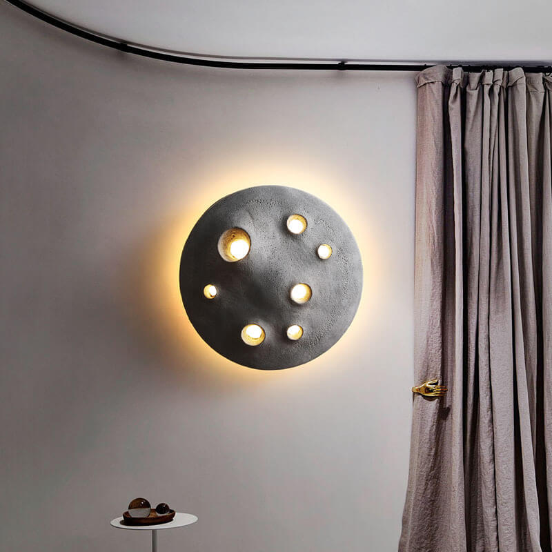 Industrial Round Crater Resin Acrylic LED Wall Sconce Lamp