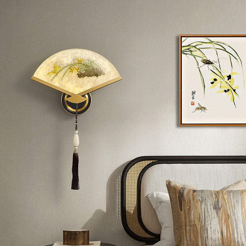 Chinese Copper Magnesium Acrylic LED Wall Sconce Lamp