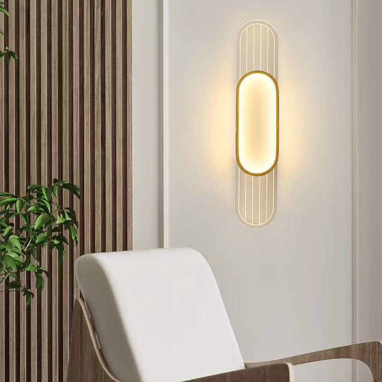 Nordic Iron Acrylic Strip Elliptical LED Wall Sconce Lamp