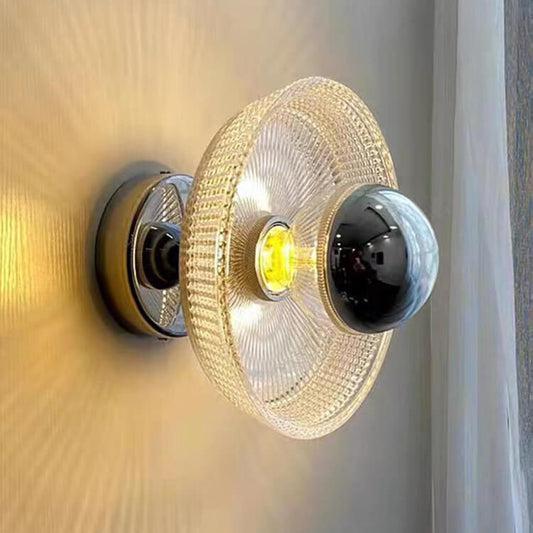 Mid-Century French Vintage Glass 1-Light Wall Sconce Lamp
