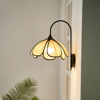 Japanese Shaped Iron Plant Fiber 1-Light Wall Sconce Lamp