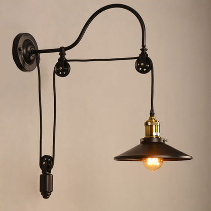Contemporary Industrial Iron Round 1-Light Wall Sconce Lamp